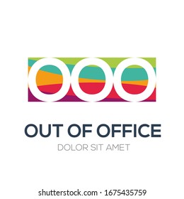 Creative colorful logo , ooo mean (out of office) .