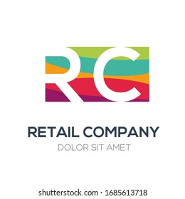 Creative colorful logo , RC mean (retail company) .
