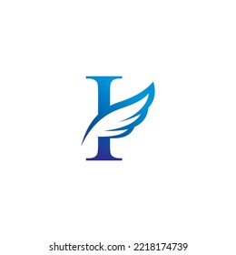 
creative colorful I logo template design with feather wings vector. modern logotype symbol. wing logo. symbol of freedom. flying icon. suitable for airlines and the like with the initials I