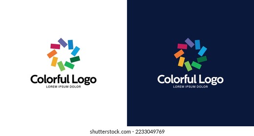Plantilla de logotipo de color creativo. Plantilla de logotipo divertida y moderna fácil de editar.