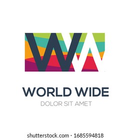 Creative colorful logo , WW mean (world wide) .