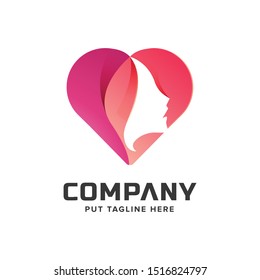 Creative colorful love shape logo for company or start up