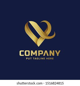 Creative colorful love shape logo for company or start up