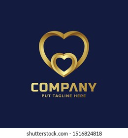 Creative colorful love shape logo for company or start up