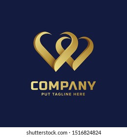 Creative colorful love shape logo for company or start up