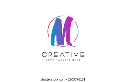 Creative Colorful M Brush Letter Logo Design.