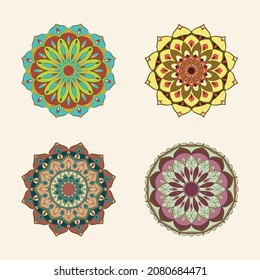 diseño creativo colorido de conjunto de mandala