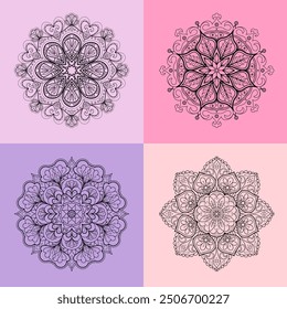 Creative colorful mandala, simple outline design perfect for relaxing coloring book, stickers, patterns, yoga, planners, calendars. Bohemian mandala design