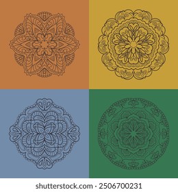 Creative colorful mandala, simple outline design perfect for relaxing coloring book, stickers, patterns, yoga, planners, calendars. Bohemian mandala design