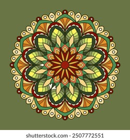 Creative colorful mandala, simple outline design perfect for relaxing coloring book, stickers, patterns, yoga, planners, calendars. Bohemian mandala design