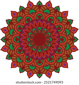 Creative colorful mandala, simple outline design perfect for relaxing coloring book, stickers, patterns, yoga, planners, calendars. Bohemian mandala design, vector art illustration