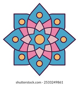 Creative colorful mandala, simple outline design perfect for relaxing coloring book, stickers, patterns, yoga, planners, calendars. Bohemian mandala design