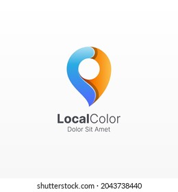 Creative colorful map pin symbol with smooth gradient
