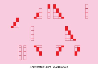 Creative colorful minimalist contemporary art illustration, wall decoration, postcards, album, brochure cover design. Playful composition of abstract shapes and curves. Pink and red colored print.