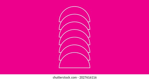 Creative colorful minimalist contemporary art illustration, wall decoration, postcards, album, brochure cover design. Playful composition of abstract shapes and curves. Pink and red colored print.