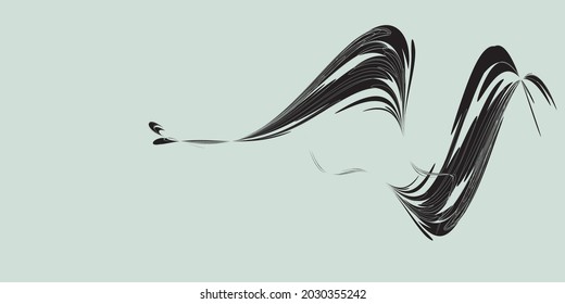 Creative colorful minimalist contemporary art illustration, wall decoration, postcards, album, brochure cover design. Playful composition of abstract shapes and curves. Old green, black colored print.