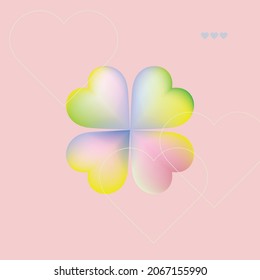 Creative colorful minimalist contemporary art illustration, wall decoration, postcard, album, brochure cover design. Playful composition of heart flower shape. pastel pink blue yellow colored print.