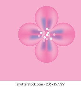 Creative colorful minimalist contemporary art illustration, wall decoration, postcard, album, brochure cover design. Playful composition of abstract flower shape. Pink purple blue white gradient print