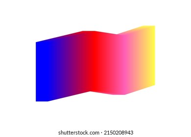Creative colorful minimalist contemporary art illustration, wall decoration, postcard, album, brochure cover design. Playful composition of abstract color gradient. Blue pink red yellow on white print