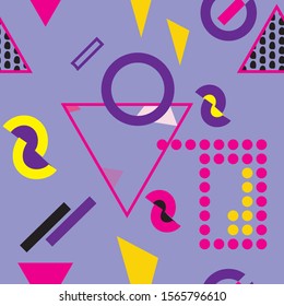 Creative colorful modern hipster pattern texture with different shapes. Ikea style background vector illustration.