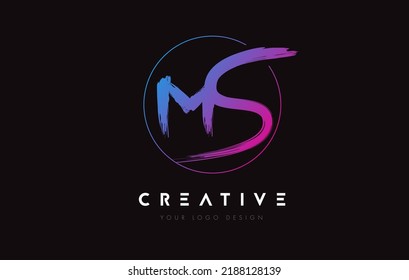 Creative Colorful MS Brush Letter Logo Design. Artistic Handwritten Brush Letters Logo Concept Vector. 