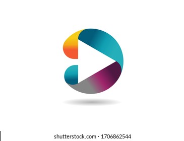 creative colorful music and Media play logo