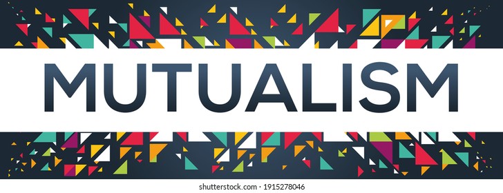 diseño de texto creativo colorido (mutualismo), escrito en inglés, ilustración vectorial.	
