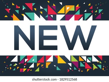 kreatives bunter (neuer) Textdesign, in englischer Sprache geschrieben, Vektorgrafik.