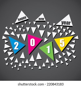 creative colorful new year 2015 greeting design with triangle  vector