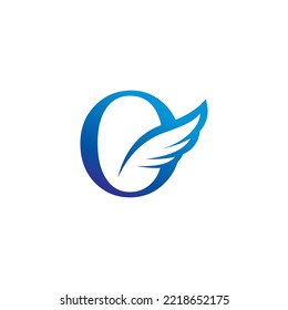 
creative colorful O logo template design with feather wings vector. modern logotype symbol. wing logo. symbol of freedom. flying icon. suitable for airlines and the like with the initials O