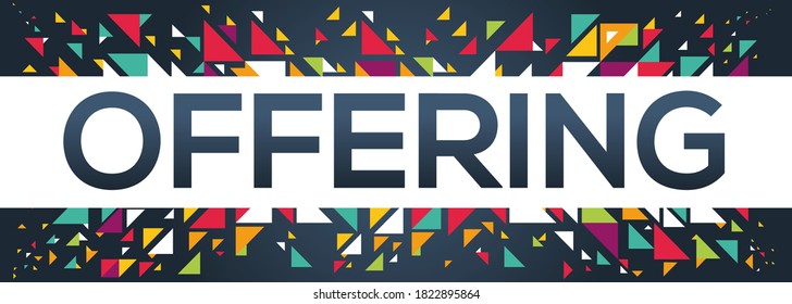 diseño de texto creativo colorido (ofreciendo), escrito en inglés, ilustración vectorial.