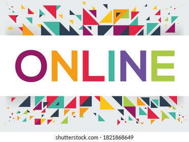 diseño de texto creativo colorido (en línea), escrito en inglés, ilustración vectorial.
