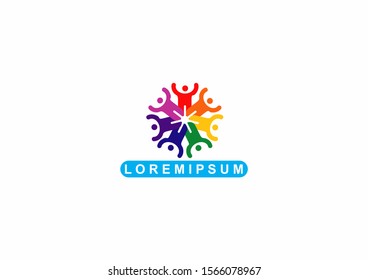 Creative colorful people symbol logo design. Community logo design template.