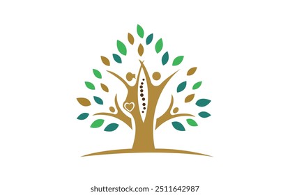 Creative Creative Colorful People Tree family Symbol Design stock illustration
