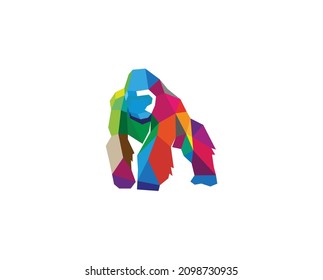 creative colorful polygonal gorilla logo vector symbol design illustration