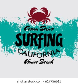  Creative  colorful quote typographical background  with silhouette of crab. Placard with vintage texture. Template for card, poster, banner, print for t-shirt.