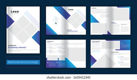 creative colorful real estate brochure design with 8 individual pages, banner poster flyer leaflet brochure template