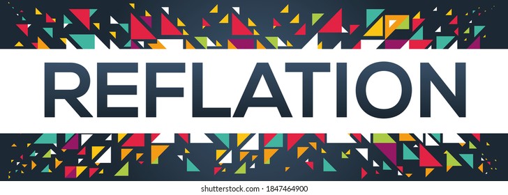 kreative bunt (Reflation) Text Design, geschrieben in englischer Sprache, Vektorgrafik.
