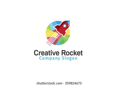 Creative Colorful Rocket Logo Design Illustration