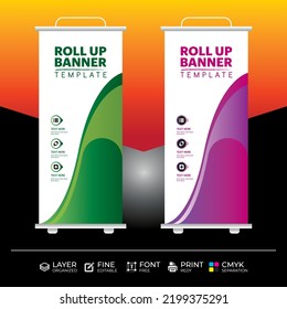 Plantilla de diseño de pancartas de enrollamiento de colores creativos 