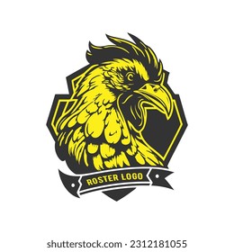 Creative and colorful rooster logo vector illustration. Rooster chicken mascot logo silhouette illustration.