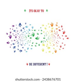 Creative Colorful Scattered Infinity Shape Logo Design With Logo Elements Of Hand