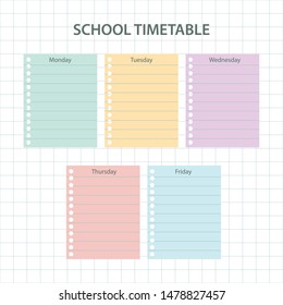 Creative colorful school schedule card