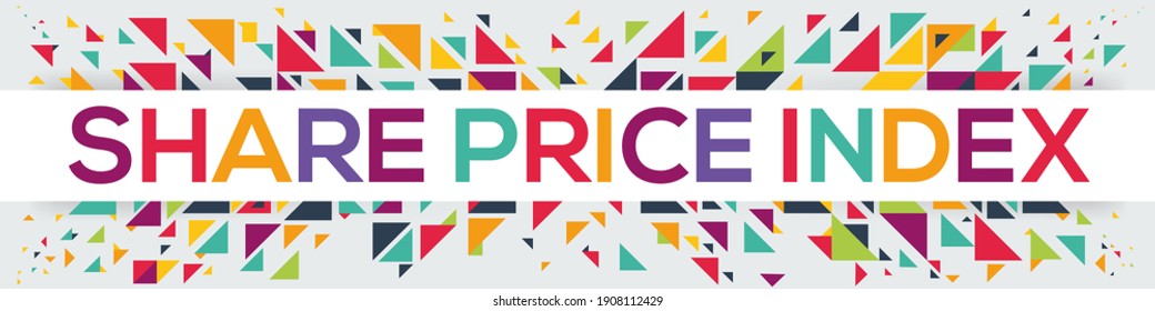 creative colorful (share price index) text design, written in English language, vector illustration.	
