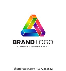 Creative colorful sigma triangle logo vector template logo design