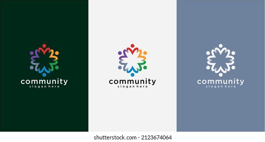 Creativo diseño de logotipo de grupo social colorido vector, diseño de logotipo de la comunidad de personas