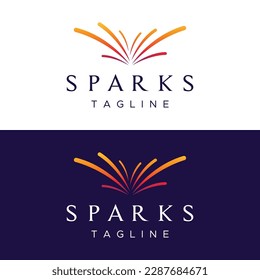 Creative colorful spark logo design in modern style. Logotype for business, brand, celebration, fireworks, stars.