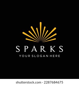 Creative colorful spark logo design in modern style. Logotype for business, brand, celebration, fireworks, stars.