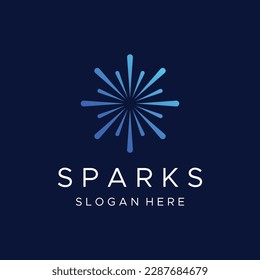 Creative colorful spark logo design in modern style. Logotype for business, brand, celebration, fireworks, stars.