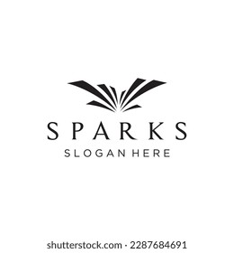 Creative colorful spark logo design in modern style. Logotype for business, brand, celebration, fireworks, stars.